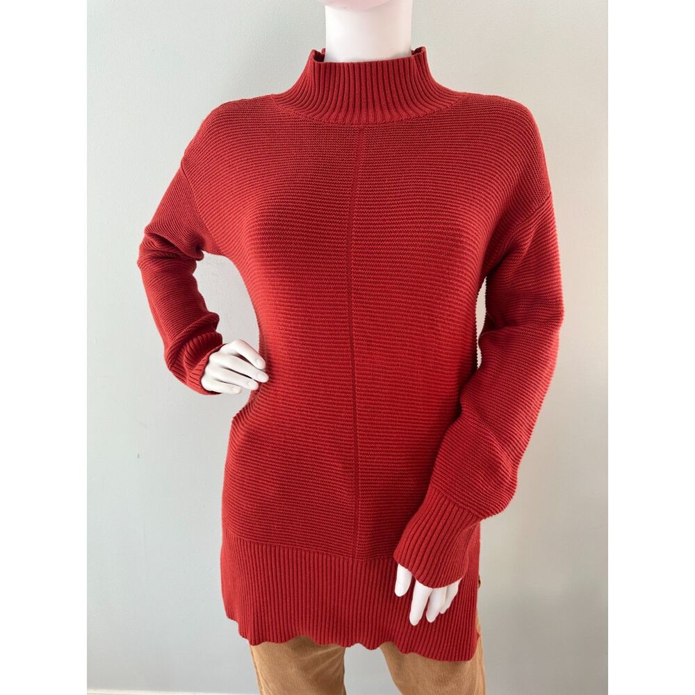 Talbots Women's Rust Orange Long Sleeve Mock Neck Pullover Sweater Knit size S